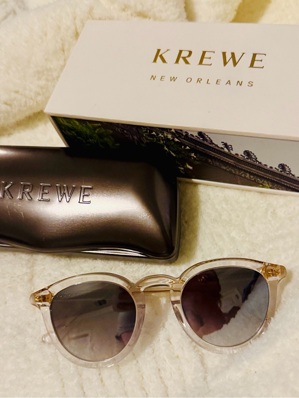 KREWE Collins Clear Acetate Frames with Gradient Smoke Mirrored Lenses